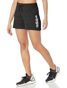 adidas women's essentials linear french terry shorts, black/white, medium