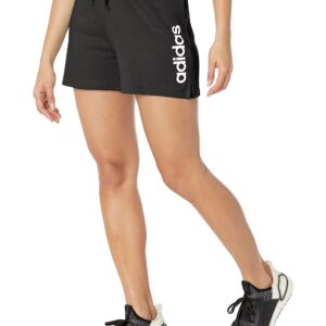 adidas Women's Essentials Linear French Terry Shorts, Black/White, Medium