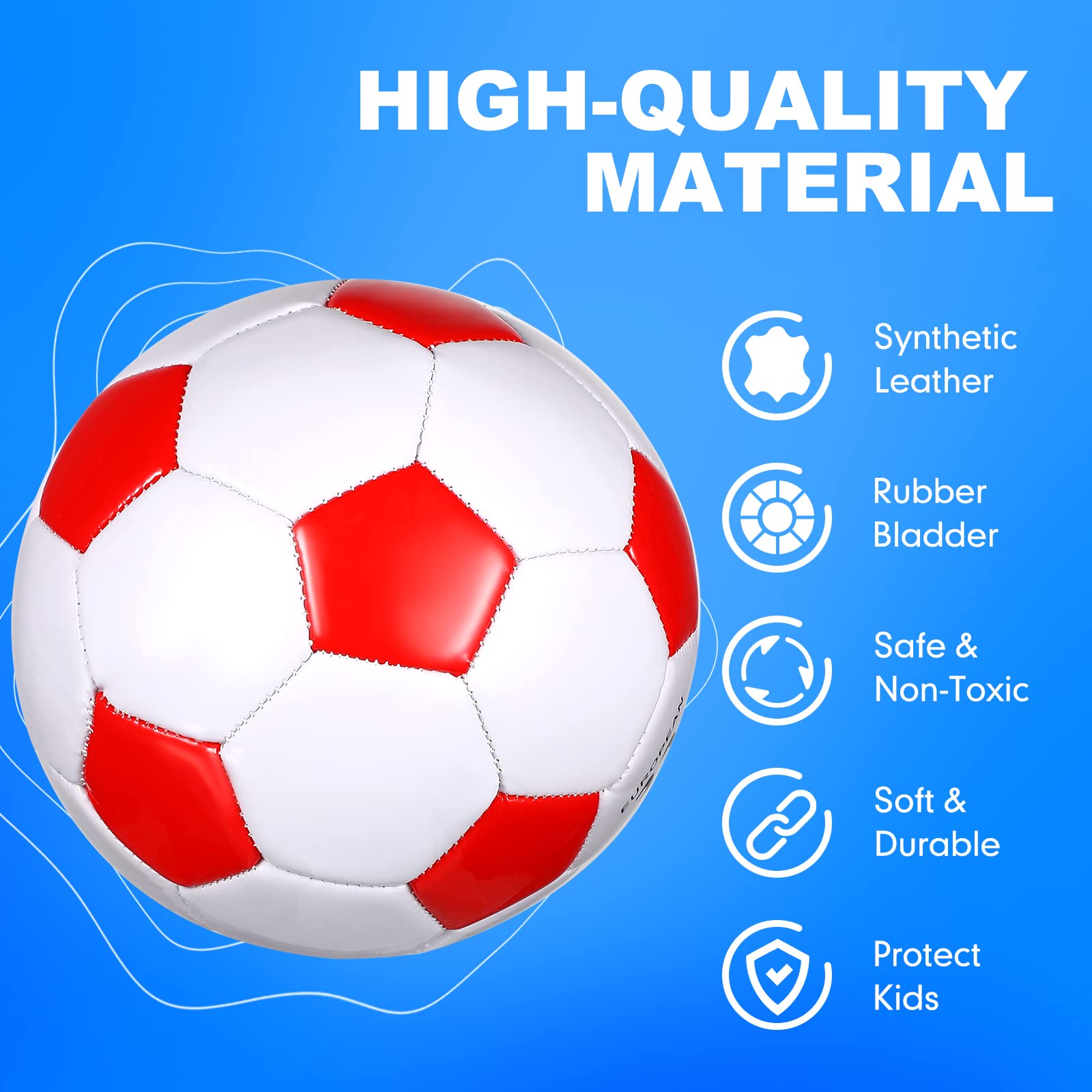 HyDren 4 Pack Soccer Ball with Pump, Size 2 Size 3 Outside Sport Soccer Ball Cute Machine Stitched Ball for Kids Toddler Gift Game Training Practice(Simple Style, Size 3)