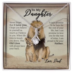 Daughter Gifts From Dad, Father Daughter Necklace, To My Daughter Lion Dad And Daughter Necklace, Father Daughter Gifts Love Knot Necklace Birthday, Sterling Silver