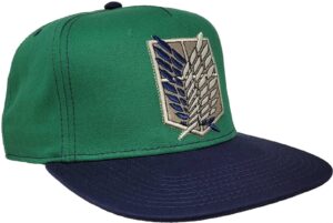 attack on titan season 4 green and black scout regiment shield embroidered flat bill snapback 5 panel adult unisex hat