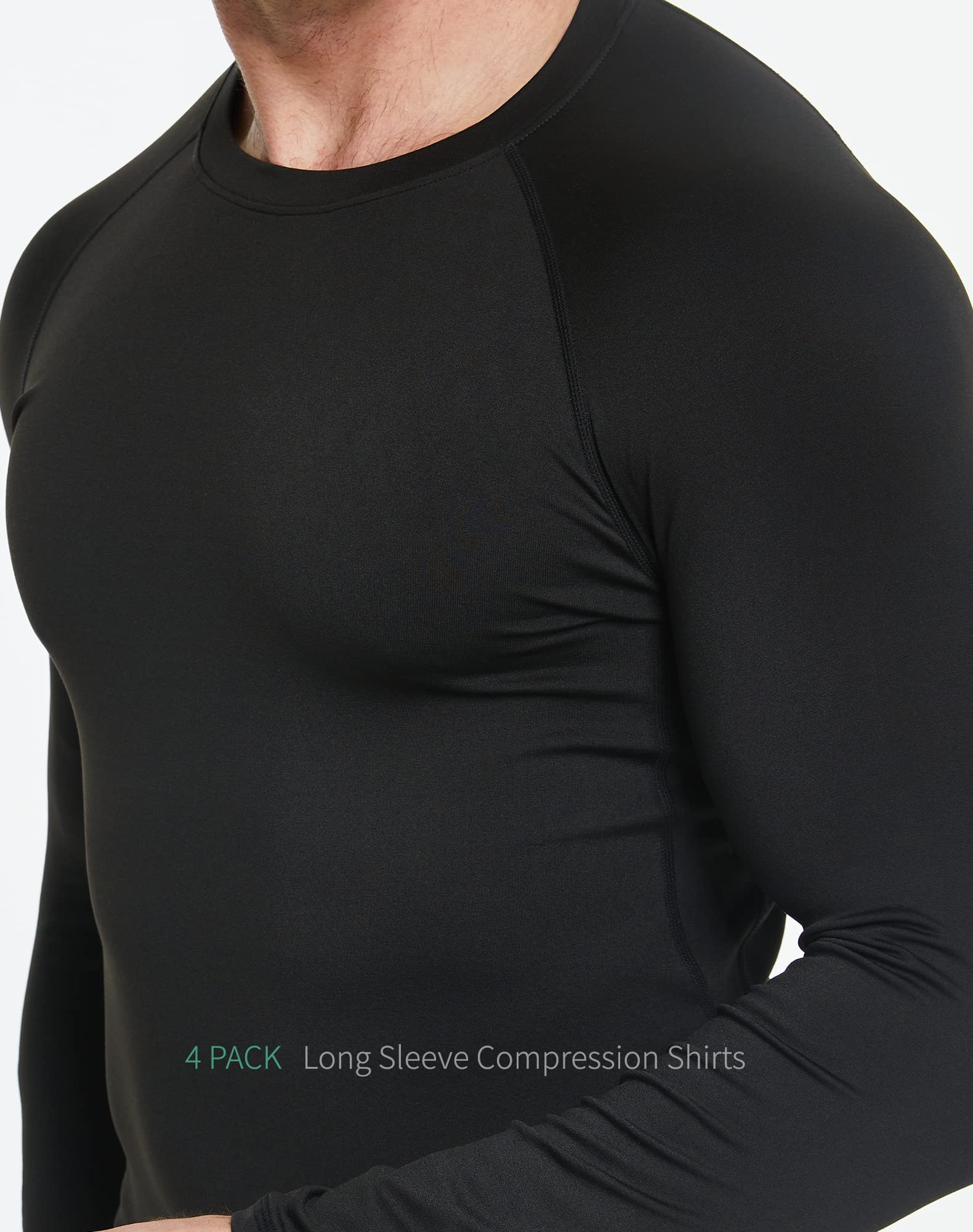 4 Pack Men's Compression Shirts Long Sleeve UPF SPF Rash Guard Workout Base Layer Undershirt Gear M