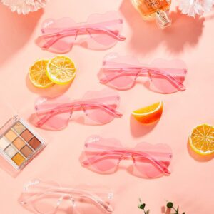 Konohan 12 Pairs Heart Shaped Sunglasses Rimless Bride Sunglasses Transparent Heart Glasses Bachelorette Holiday Party Favor (White, Hot Pink)