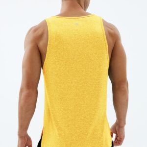 icyzone Workout Tank Tops for Men - Running Muscle Tank Exercise Gym Tops Athletic Shirts(Yellow, M)