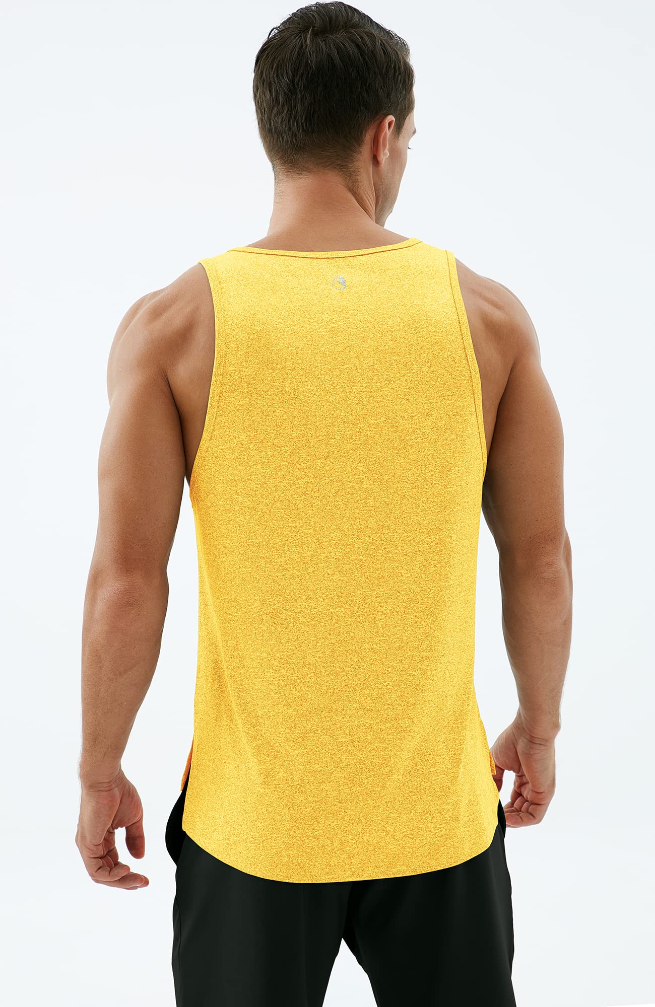 icyzone Workout Tank Tops for Men - Running Muscle Tank Exercise Gym Tops Athletic Shirts(Yellow, M)