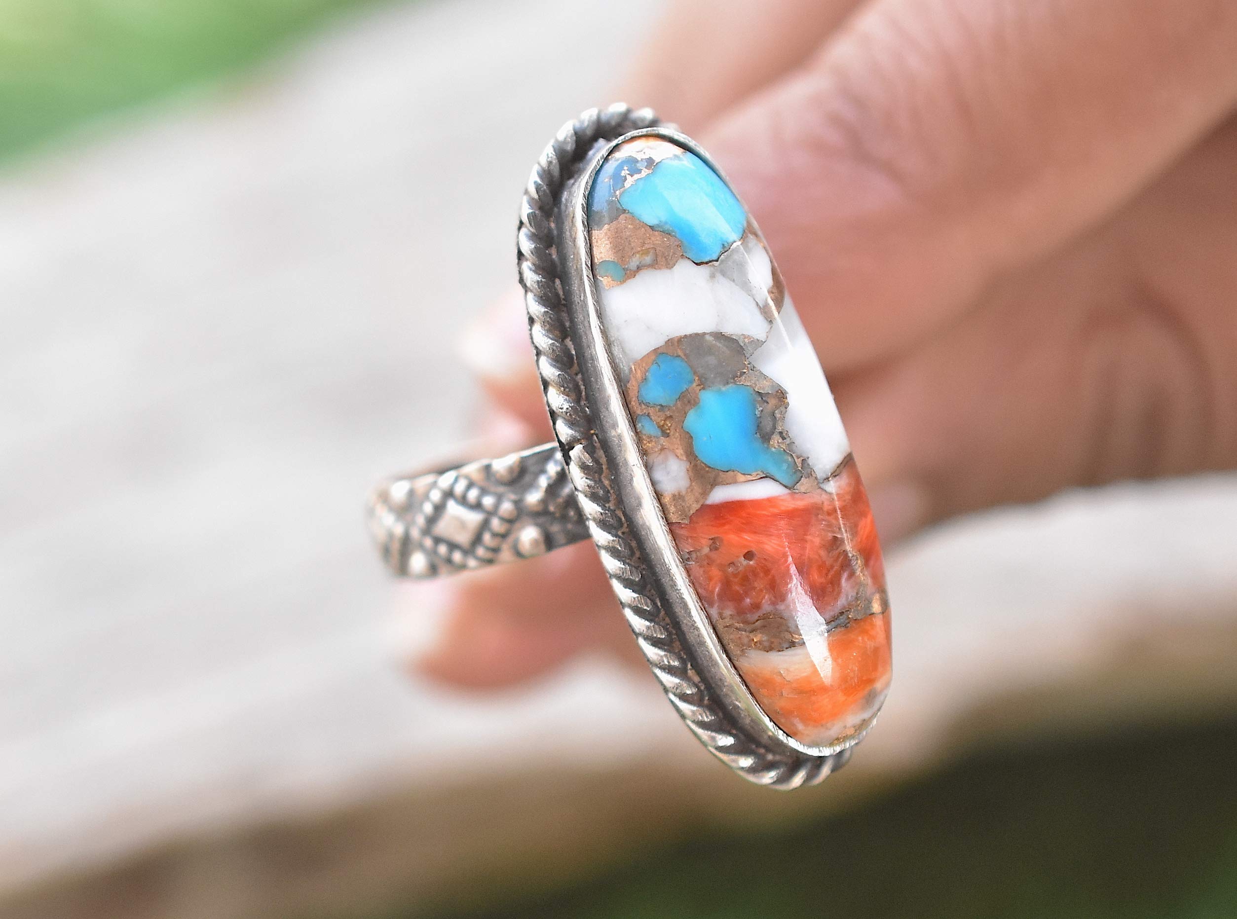 Rekha Gems Oyster Copper Turquoise- 925 Sterling Silver Ring-Turquoise Jewelry- TQ-16 (6.50 US)