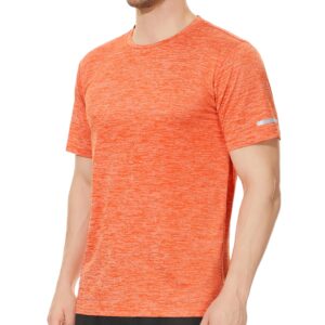 MAGCOMSEN Sports Shirts for Men Dry Fit Crew Neck Quick Dry Cool Lightweight Marathon Tee Hiking Athletic T Shirt Orange L