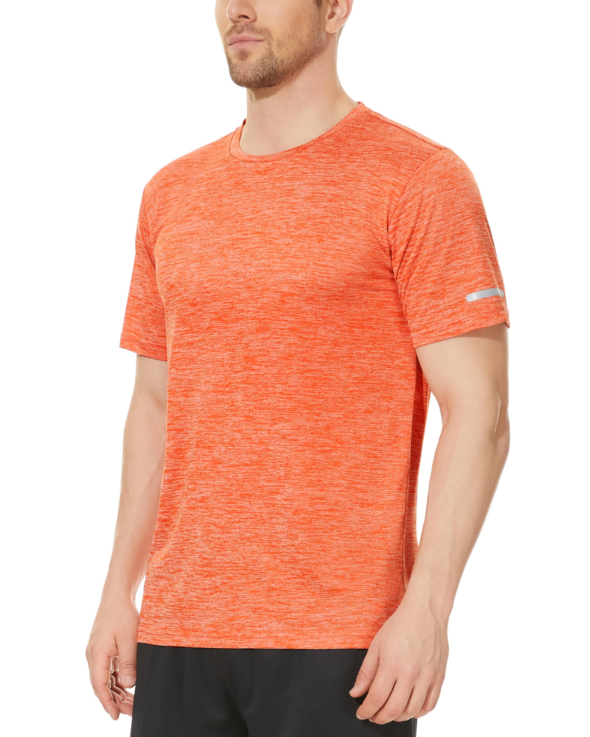 MAGCOMSEN Sports Shirts for Men Dry Fit Crew Neck Quick Dry Cool Lightweight Marathon Tee Hiking Athletic T Shirt Orange L