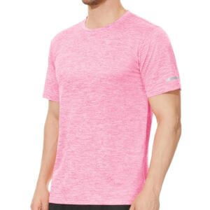 MAGCOMSEN Athletic T Shirts for Men Stretch Crew Neck Dry Fit Breathable Lightweight Cool Running Gym Athletic T Shirt Pink XL