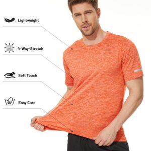 MAGCOMSEN Sports Shirts for Men Dry Fit Crew Neck Quick Dry Cool Lightweight Marathon Tee Hiking Athletic T Shirt Orange L