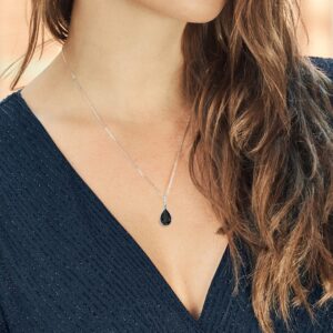 Gem Stone King 925 Sterling Silver Black Onyx Pendant Necklace For Women (7.37 Cttw, Pear Shape 16X12MM, with 18 Inch Silver Chain)