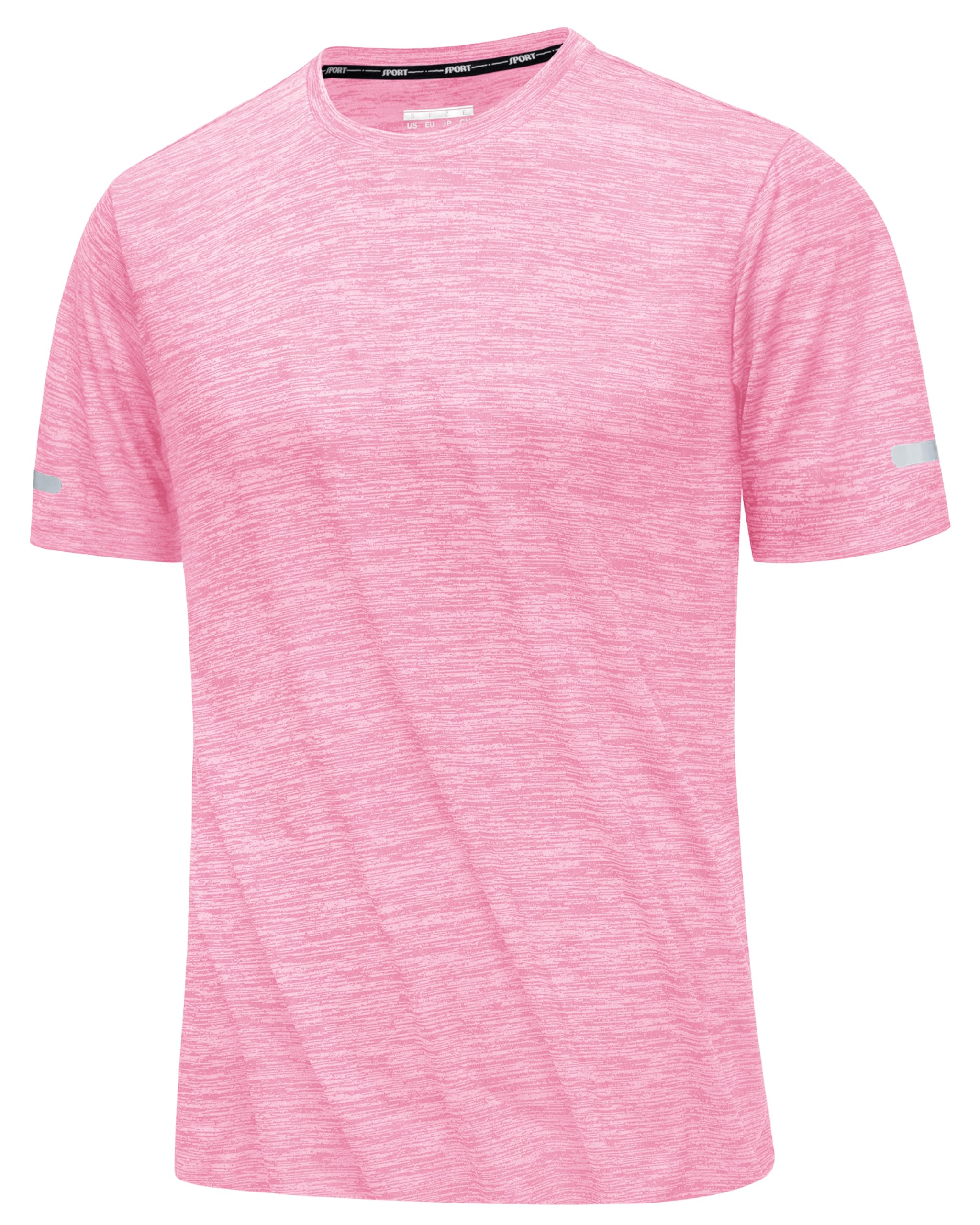 MAGCOMSEN Athletic T Shirts for Men Stretch Crew Neck Dry Fit Breathable Lightweight Cool Running Gym Athletic T Shirt Pink XL