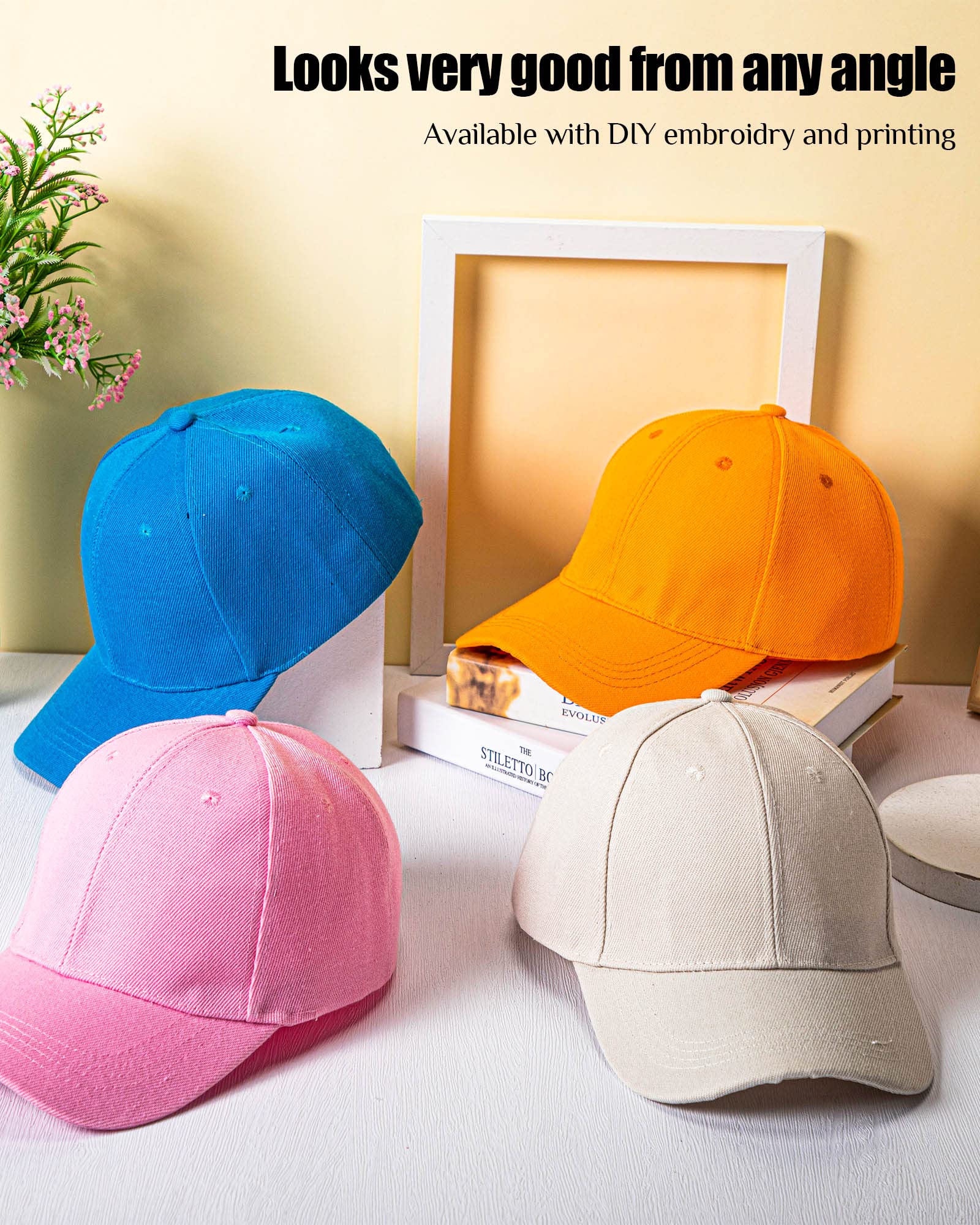 23 Pieces Blank Baseball Caps Bulk Running Retro Adjustable Plain Sports Unisex Trucker Hats for Women Man Multi Colored