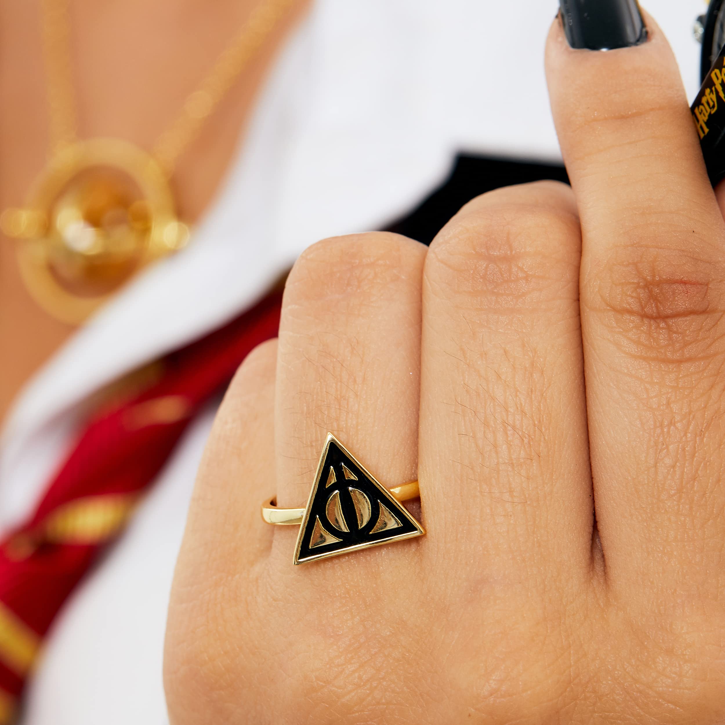 Harry Potter Womens Deathly Hallows Ring - Harry Potter Rings Size 8 18KT Yellow Flash Plated Brass - Harry Potter Jewelry (8)