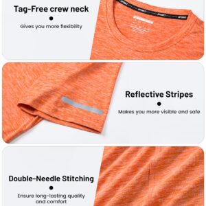 MAGCOMSEN Sports Shirts for Men Dry Fit Crew Neck Quick Dry Cool Lightweight Marathon Tee Hiking Athletic T Shirt Orange L