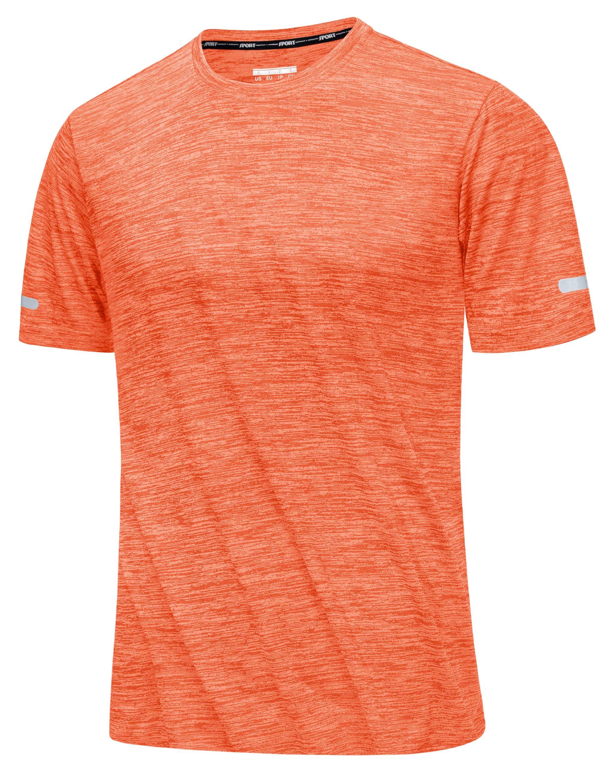 MAGCOMSEN Sports Shirts for Men Dry Fit Crew Neck Quick Dry Cool Lightweight Marathon Tee Hiking Athletic T Shirt Orange L