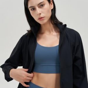 UANEO Womens Athletic Cropped Jacket Zip Up Long Sleeve Workout Tops Gym Yoga Running Sports Shirts Jackets(Black-M)