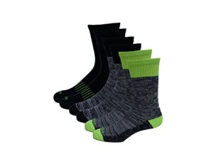 dickies men's dri-tech performance work crew socks 6 pair,black fr asst, men's 6-12 shoe size