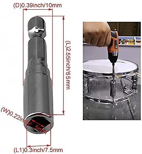 Jiayouy Drum Keys 5 Pack Chrome Steel Construction Standard Drum Keys with Ratchet Torque Wrench Drill Bit Drum Key Tuner Percussion Hardware Tool for Drum Accessories