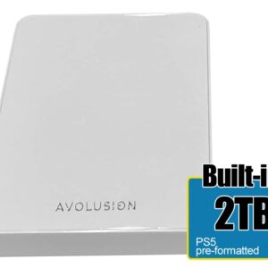 Avolusion Z1-S USB 3.0 Portable External Gaming Hard Drive - White (for PS5, Pre-Formatted) - 2 Year Warranty (2TB)