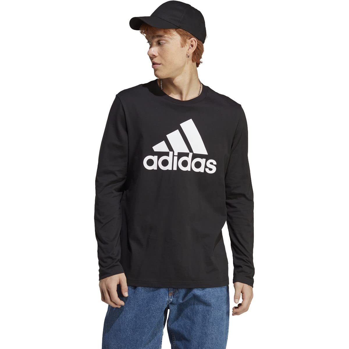 adidas Men's Essentials Long-Sleeve T-Shirt, Black, Large