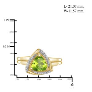 JEWELEXCESS 1.30 CTW Peridot & Accent White Diamonds Ring in 14K Gold Over Silver