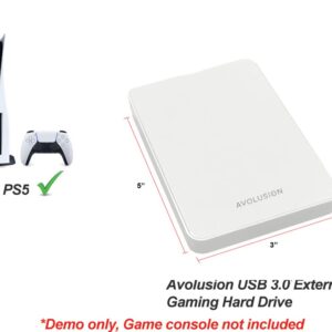 Avolusion Z1-S USB 3.0 Portable External Gaming Hard Drive - White (for PS5, Pre-Formatted) - 2 Year Warranty (2TB)