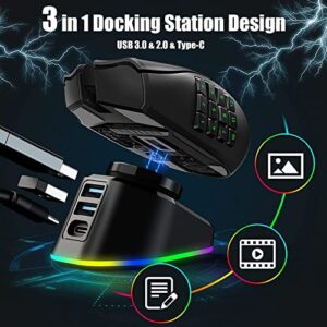 for Logitech G Pro Wireless Gaming Mouse Charging Dock RGB Compatible with Logitech G PRO X Superlight 2(2023), G502X Lightspeed,G903 Lightspeed for Razer Wireless Mouse/Logitech Powerplay Wireless