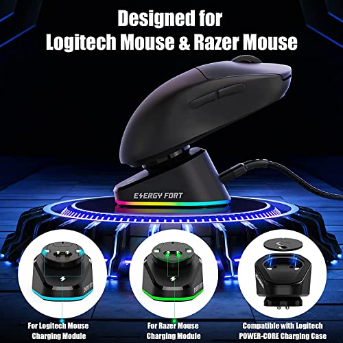 for Logitech G Pro Wireless Gaming Mouse Charging Dock RGB Compatible with Logitech G PRO X Superlight 2(2023), G502X Lightspeed,G903 Lightspeed for Razer Wireless Mouse/Logitech Powerplay Wireless