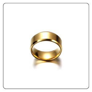 Fusamk Fashion 18K Gold Stainless Steel Smooth Band Ring(Gold(10))