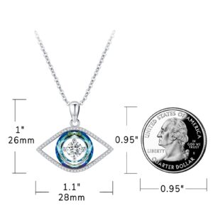 Evil Eye Necklace 925 Sterling Silver Evil Eye Jewelry for Women Men Blue Austrian Crystals Protection Amulet Evil Eye Pendant Necklace Ojo Turco Mal De Ojo Nazar