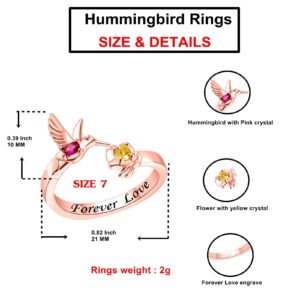 QYYGYLLR Women's Forever-Love Hummingbird Open Rings