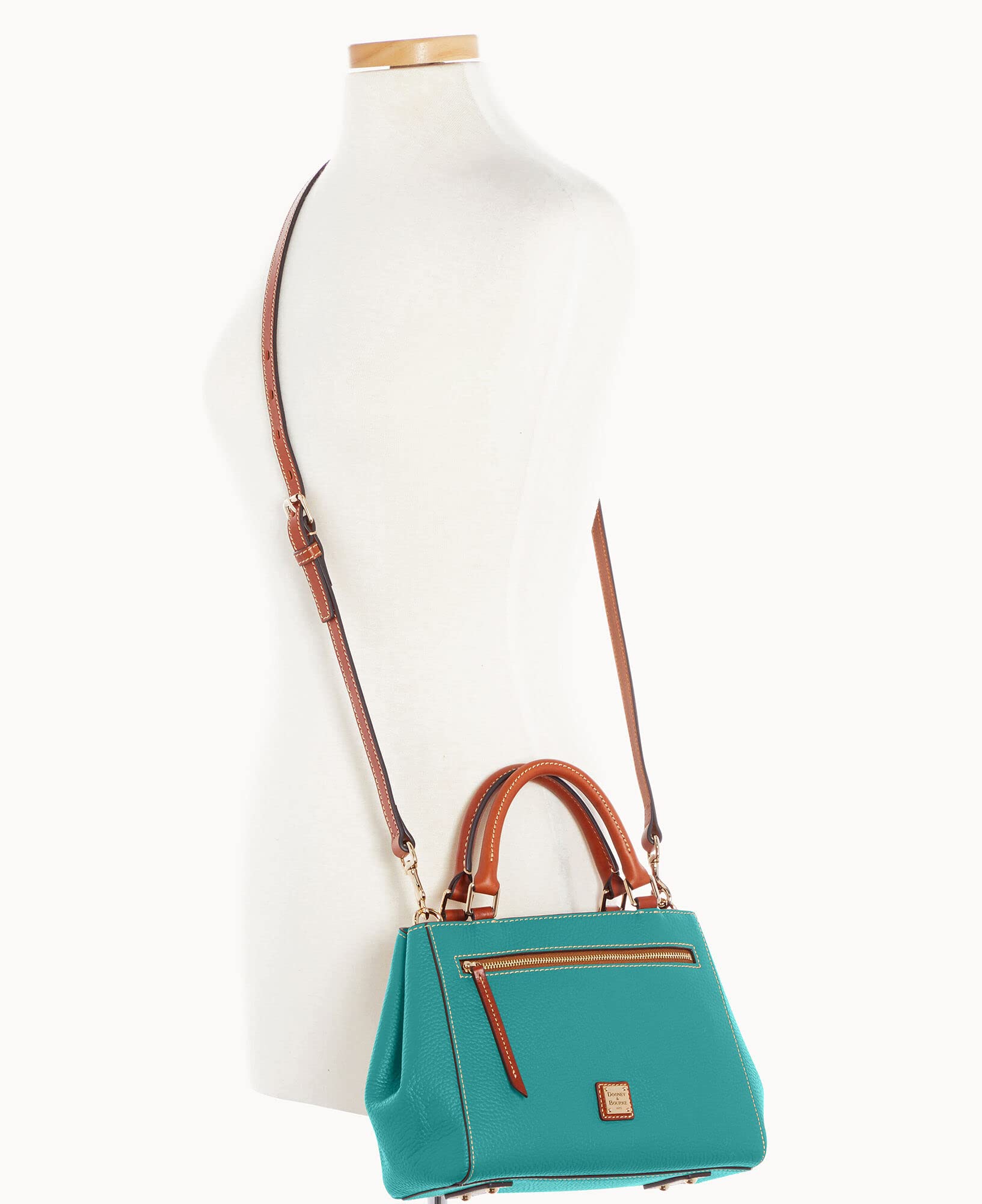 Dooney & Bourke Handbag, Pebble Grain Small Zip Satchel - Spearmint