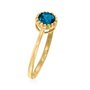 Canaria 0.60 Carat London Blue Topaz Ring in 10kt Yellow Gold. Size 5