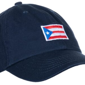 Ann Arbor T-shirt Co. Puerto Rican Flag Hat - Boricua Rico Pride Low Profile Baseball Dad Hat for Men & Women - (Navy Blue)