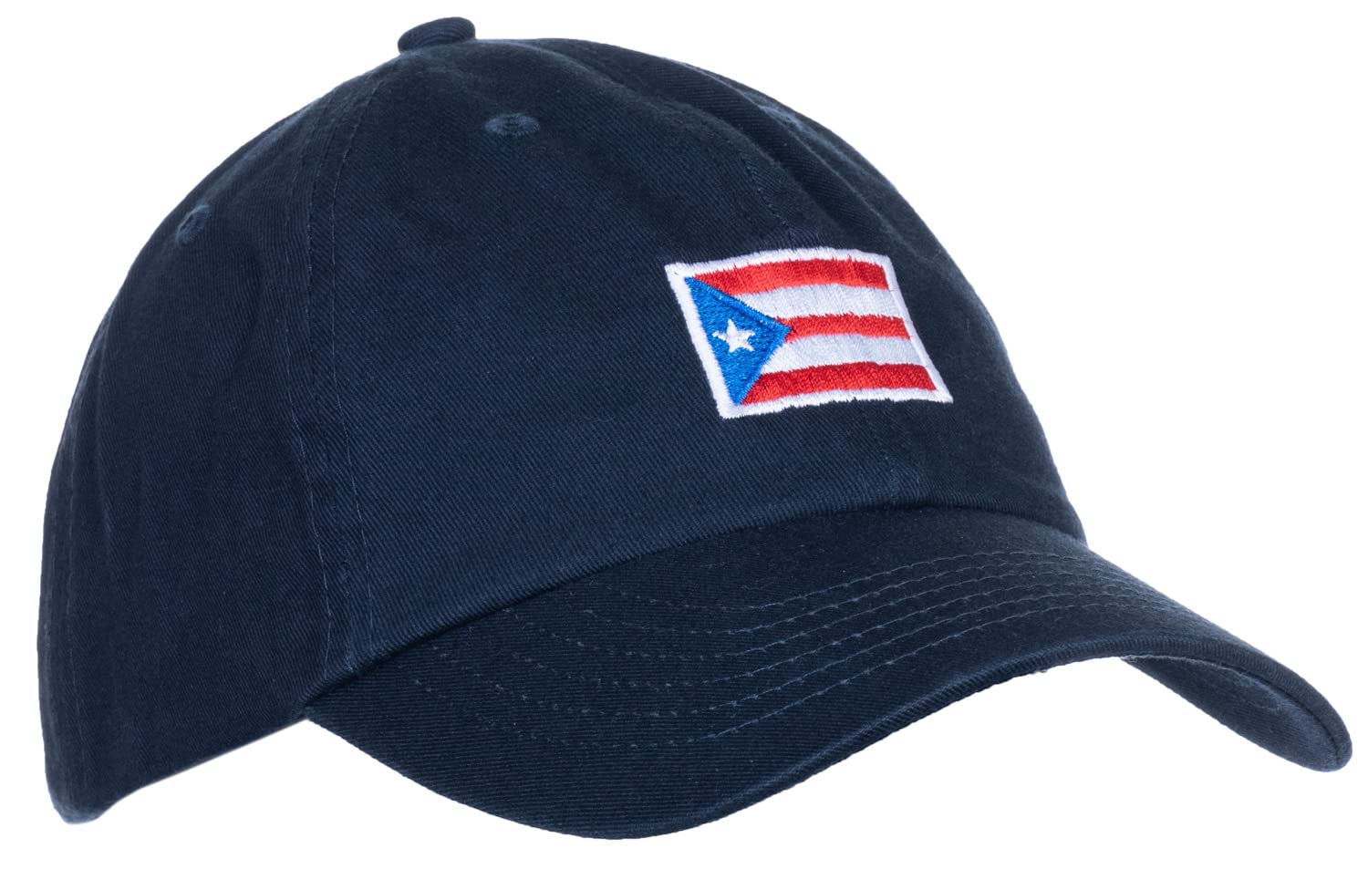 Ann Arbor T-shirt Co. Puerto Rican Flag Hat - Boricua Rico Pride Low Profile Baseball Dad Hat for Men & Women - (Navy Blue)