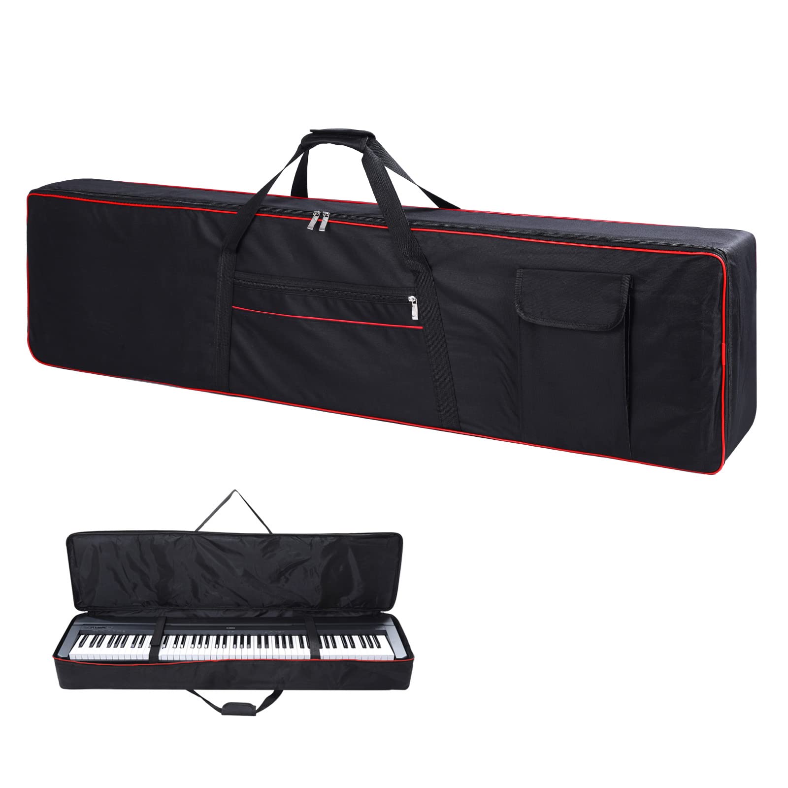 Monkeysell 88 Key Keyboard Case, Keyboard Gig Bag with 2-Pocket Keyboard Bag,600D Durable Oxford Inside Padded Full Coverage Dust for Protect Digital Piano Covers 88 keys 53.5"x13" x 6.7"…