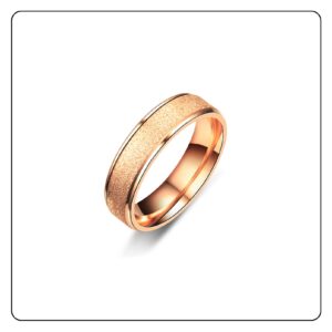 Fusamk Fashion Simple Rose Gold Stackable Rings Stainless Steel Sandblast Crystal Band Rings(Rose Gold(10))