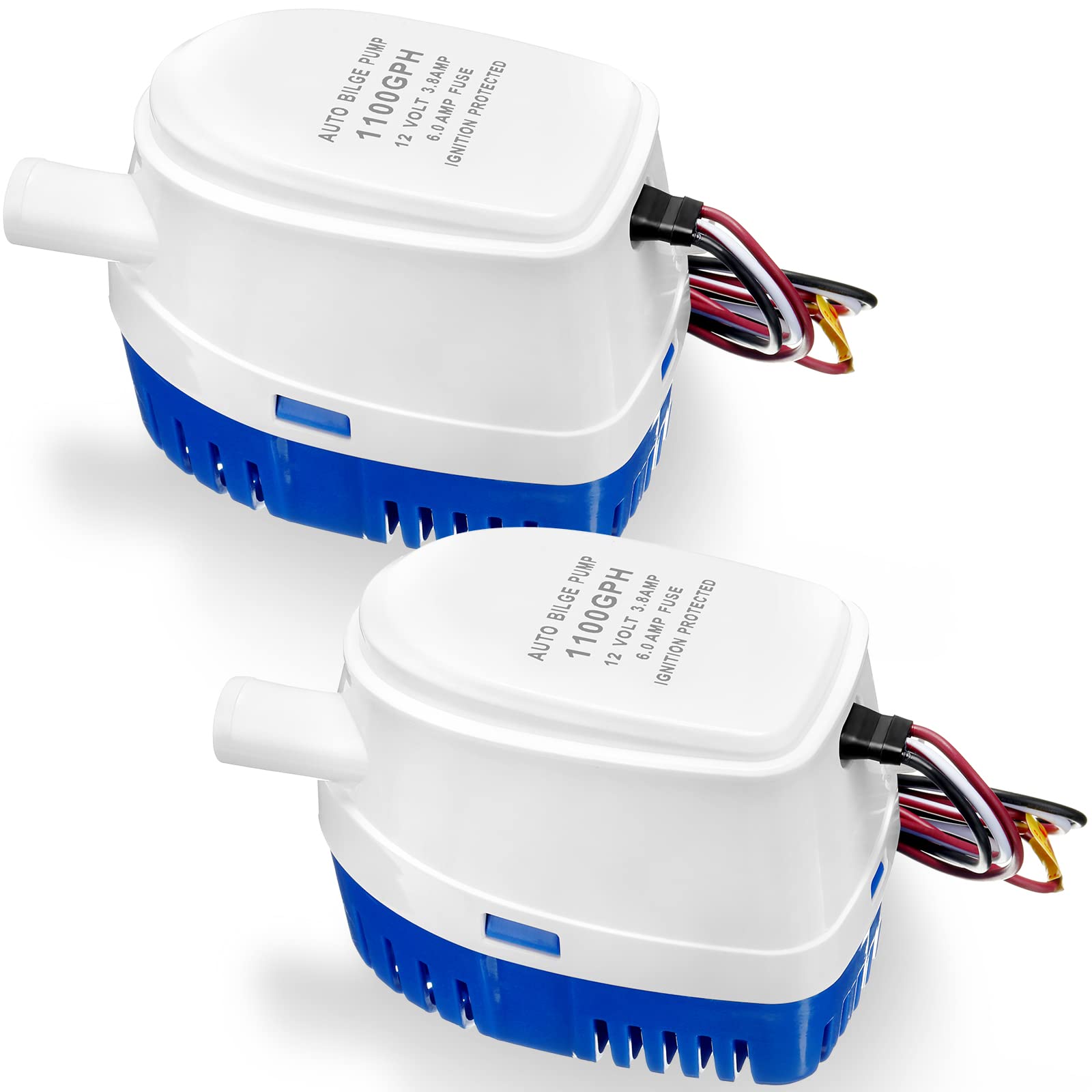 2 Pieces Automatic Bilge Pumps for Boats 12V Submersible Pump with Float Switch Auto Bilge Water Pump (1100GPH)