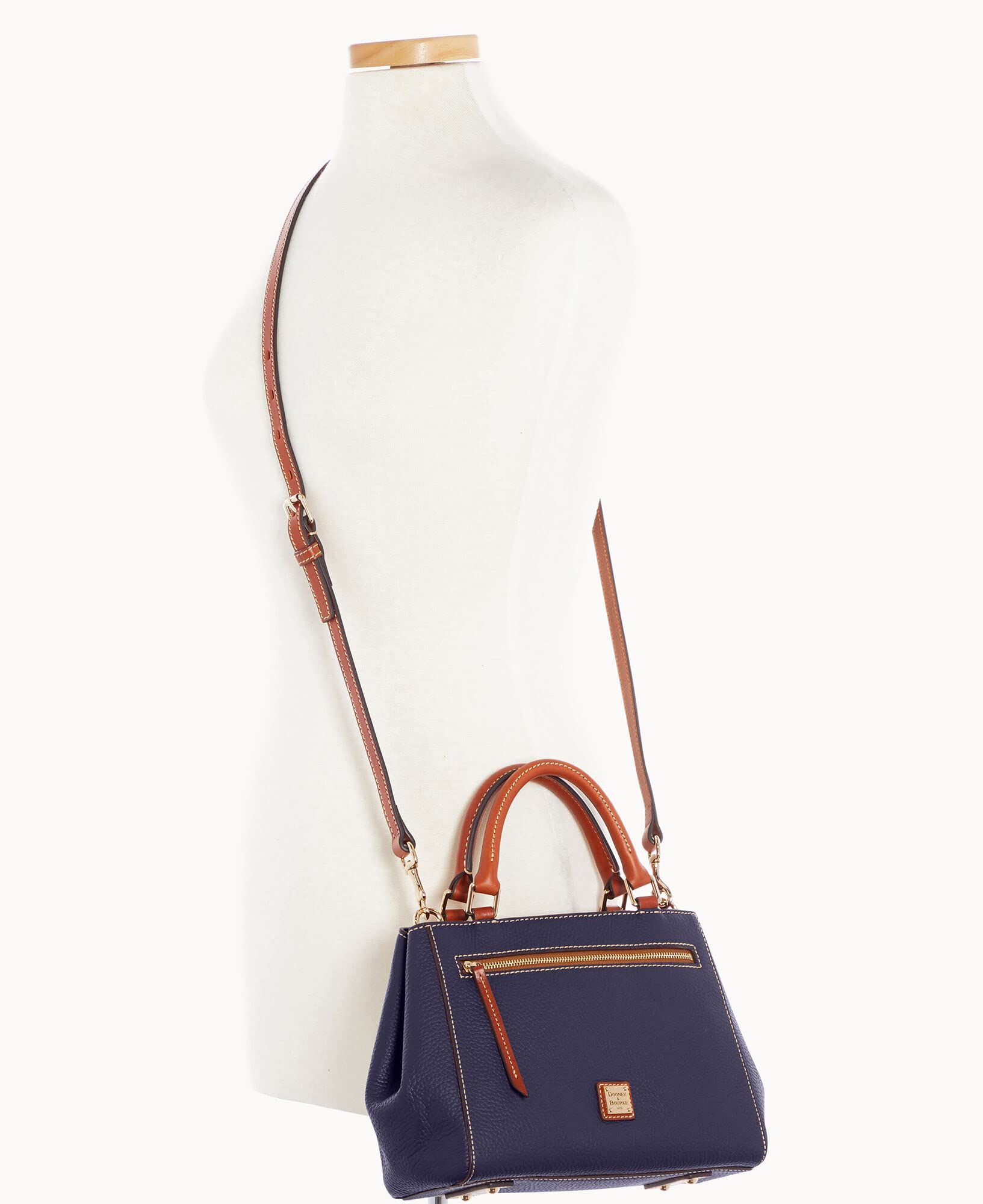 Dooney & Bourke Handbag, Pebble Grain Small Zip Satchel - Midnight Blue