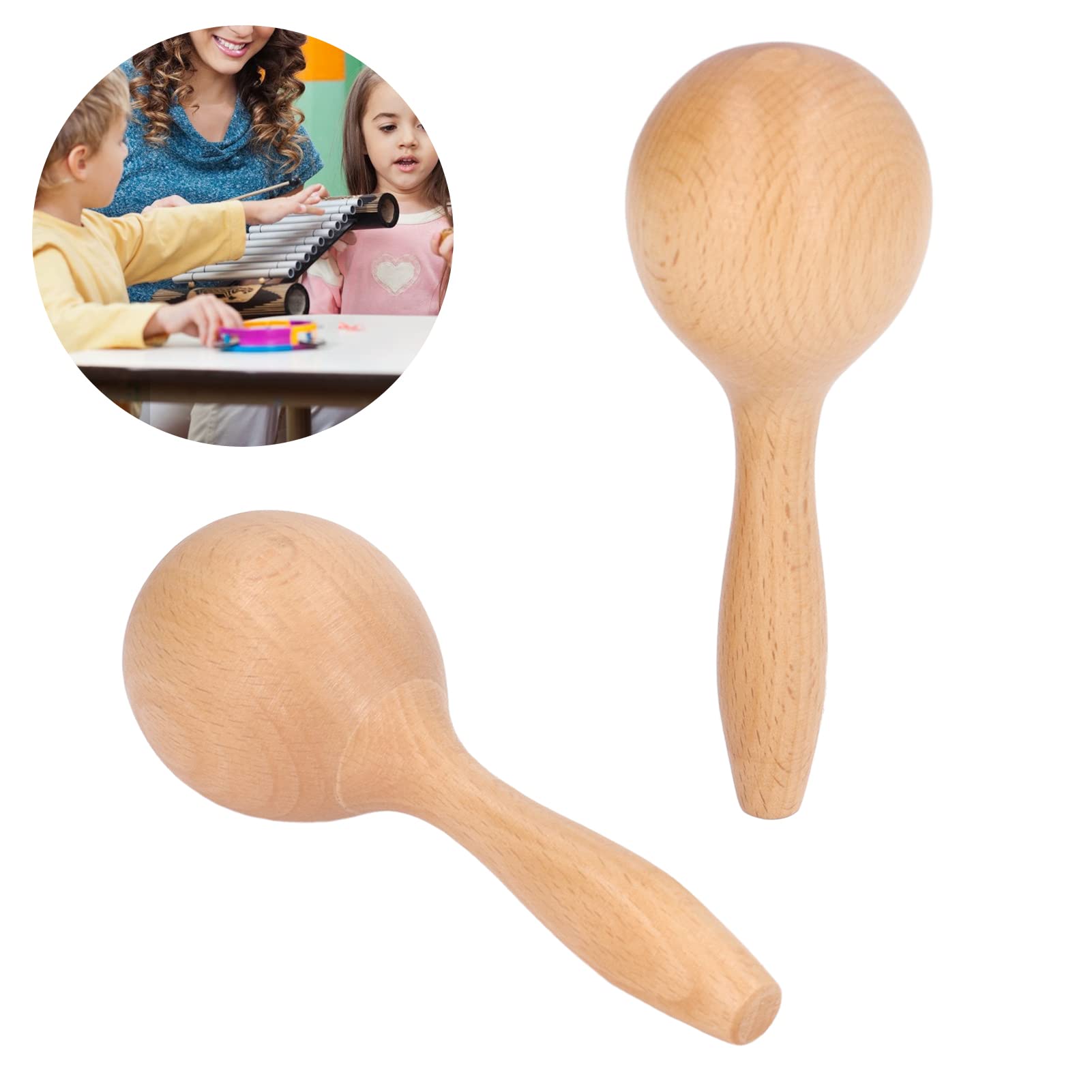 Music Maracas, 2pcs Hand Shakers Music Shakers, Beech Wood Maracas Instrument for Parties