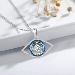 Evil Eye Necklace 925 Sterling Silver Evil Eye Jewelry for Women Men Blue Austrian Crystals Protection Amulet Evil Eye Pendant Necklace Ojo Turco Mal De Ojo Nazar