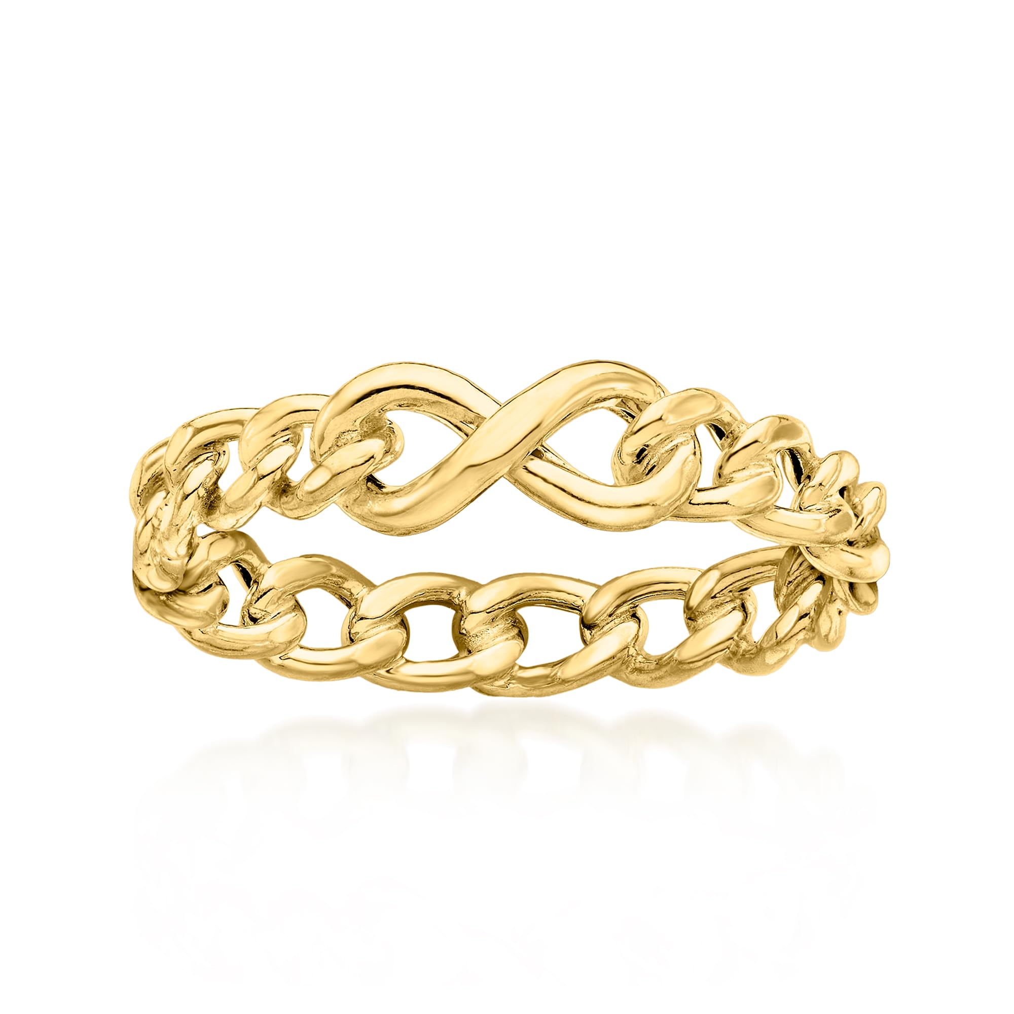 Ross-Simons RS Pure Italian 14kt Yellow Gold Infinity Symbol Curb-Link Ring. Size 6