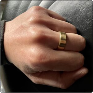 Fusamk Fashion 18K Gold Stainless Steel Smooth Band Ring(Gold(10))