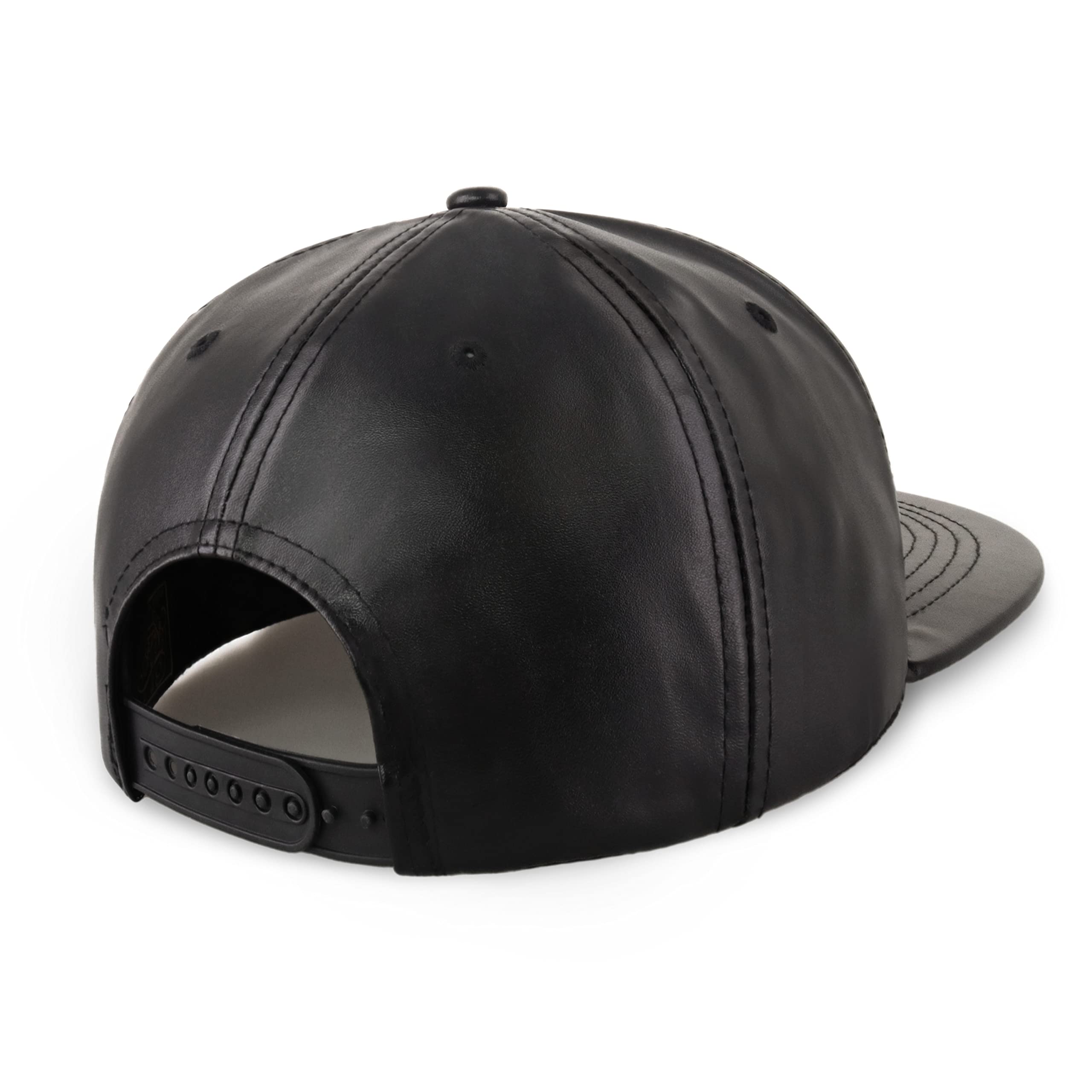 CHOK.LIDS PU Leather Flat Brim Hats for Men Women Hip Hop Baseball Snapback Blank Hats Solid Panther Black (Leather Black)