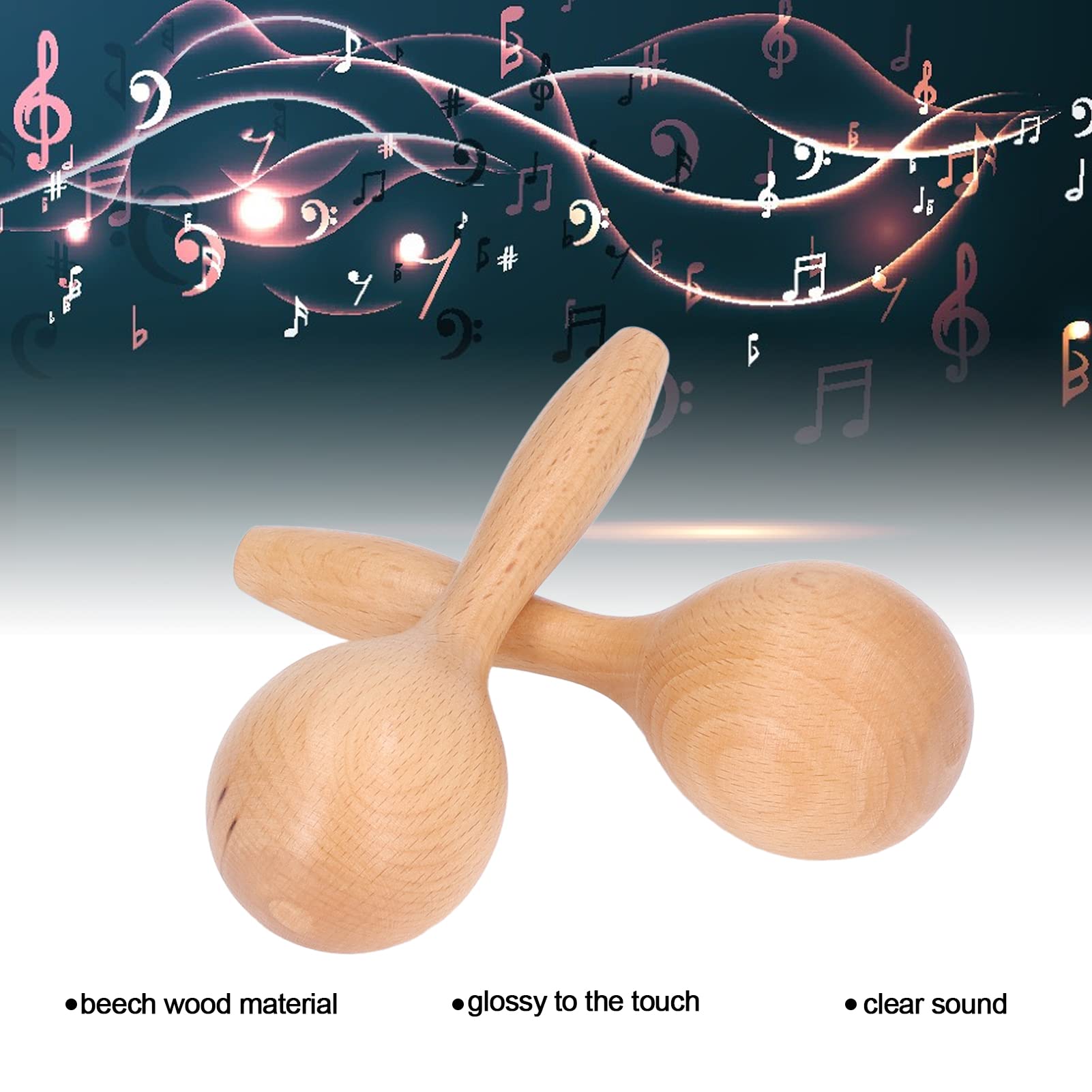 Music Maracas, 2pcs Hand Shakers Music Shakers, Beech Wood Maracas Instrument for Parties