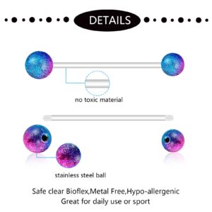 WINSENET 17Pcs 14G Pregnancy Belly Button Rings Flexible Maternity Belly Rings 38mm Long Clear Bar Pregnancy Belly Rings Sport Navel Rings for Women Mom