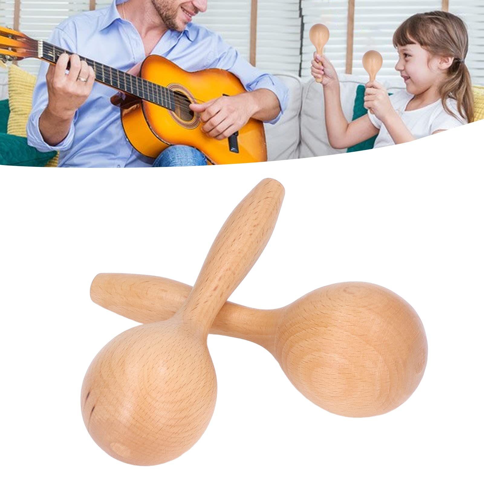 Music Maracas, 2pcs Hand Shakers Music Shakers, Beech Wood Maracas Instrument for Parties