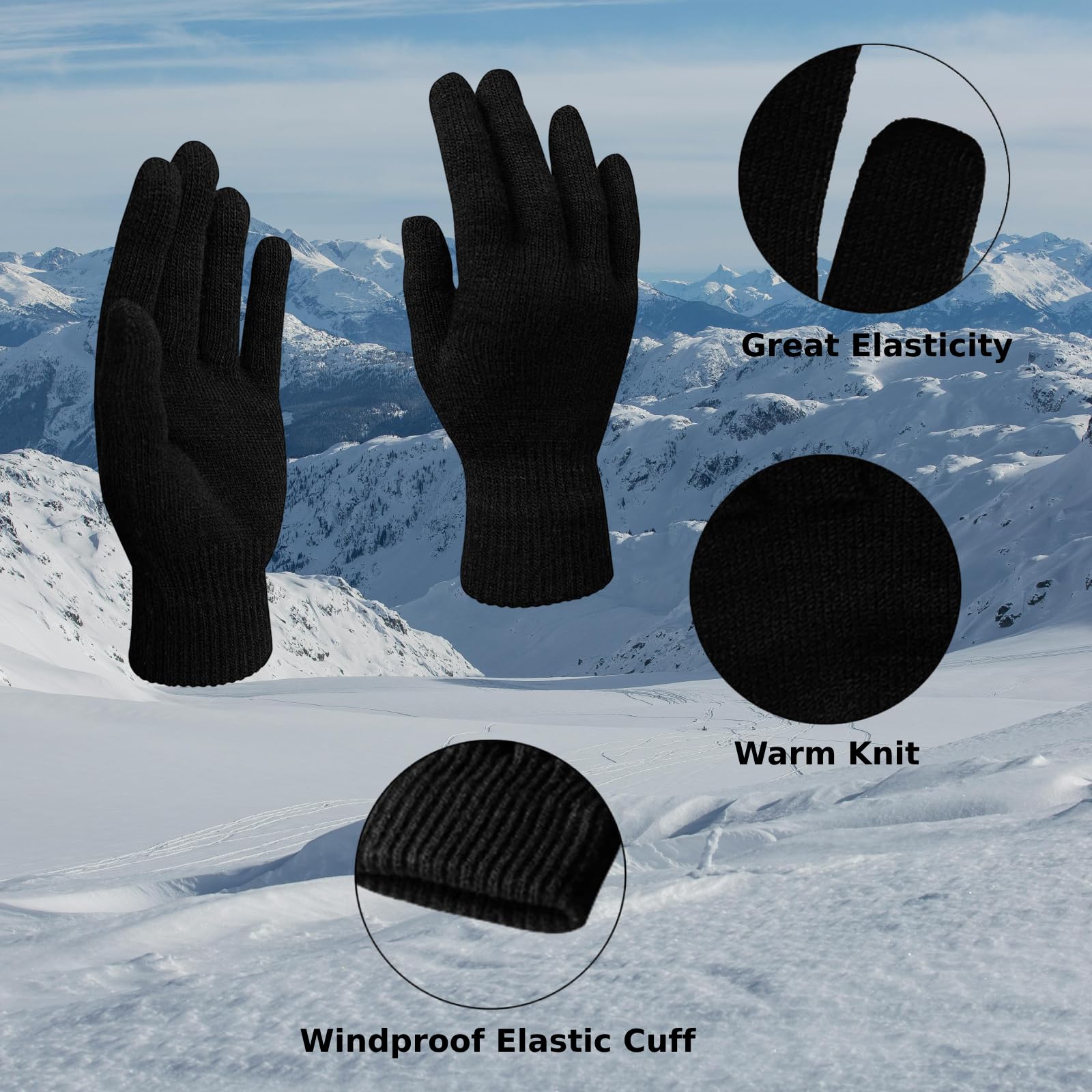 SILEDGN Fathers Day Dad Gifts from Son Wife 6 Pairs Winter Gloves for Men Warm Knit Gloves for Clod Weather Gifts for Dad Stretchy Thin Magic Glove for Driving Running Hiking