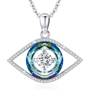 evil eye necklace 925 sterling silver evil eye jewelry for women men blue austrian crystals protection amulet evil eye pendant necklace ojo turco mal de ojo nazar